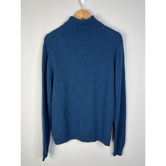 WoolOvers Mens $102 Turtleneck 100% Lambswool Sweater Sz L Blue Preppy Classic - Picture 3 of 6